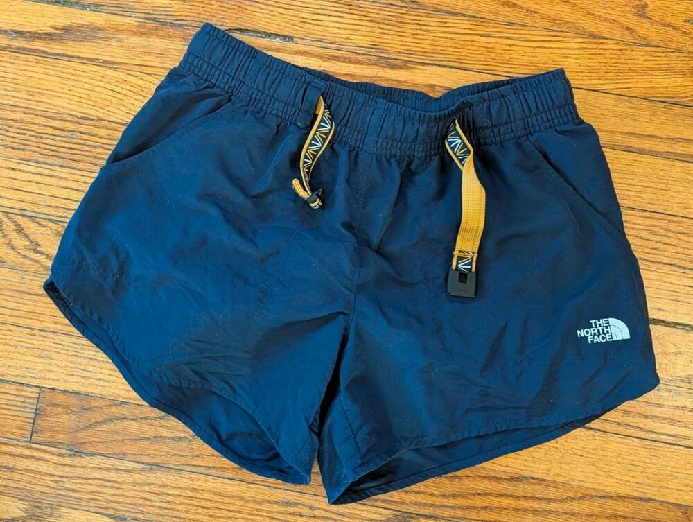 North Face Shorts Womens M Blue 3in Inseam Belted Hiking Nylon Athletic Pockets